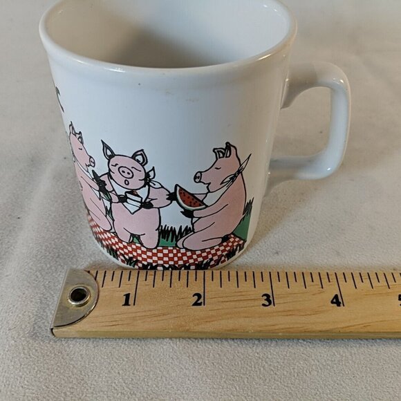 Kiln Craft England Pignic Vintage Coffee Tea Mug Pig Picnic White Ceramic Funny - Picture 9 of 9